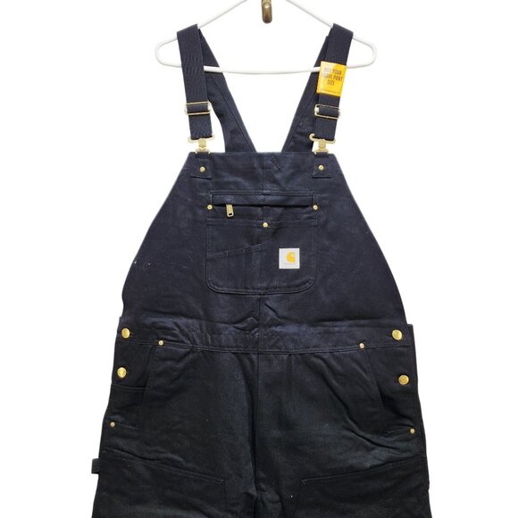 Carhartt Mens Duck Bib Overalls R01-M Relaxed Fit Size 44x30 Black  Workwear - Picture 6 of 7